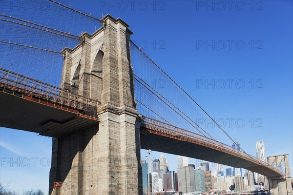 USA, New York State, New York City, Brooklyn Bridge and Manhattan