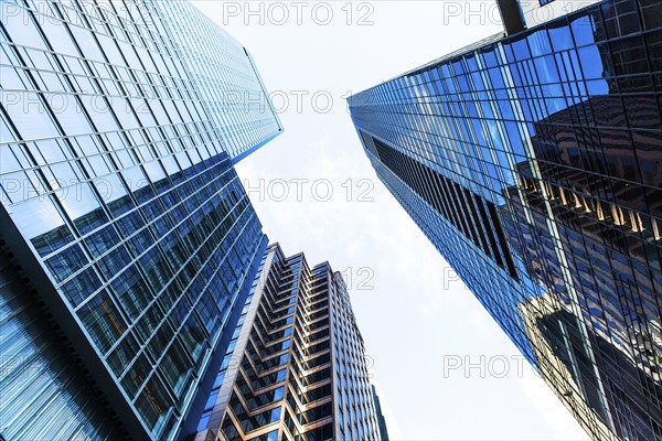 USA, New York State, New York City, Manhattan, Low angle view of office buildings