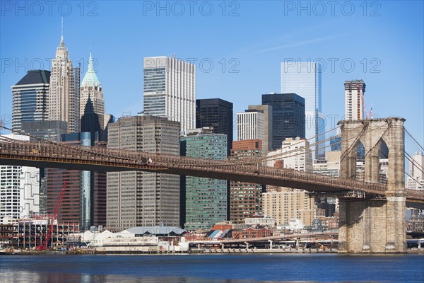 USA, New York State, New York City, Brooklyn Bridge and Manhattan