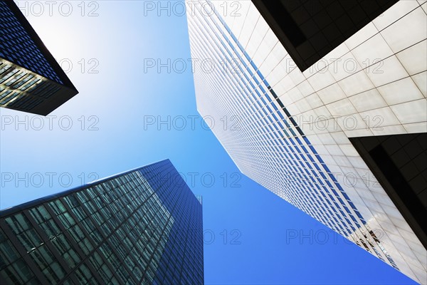 USA, New York State, New York City, Manhattan, Low angle view of office buildings