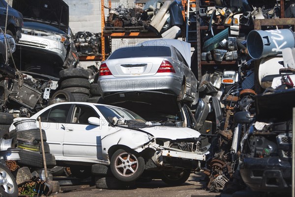 Cars in junk yard