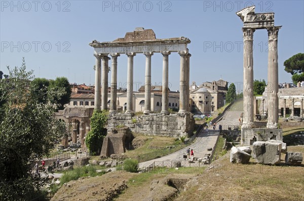 Italy, Rome, Clear sky over Roman Forum