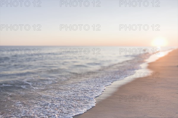 USA, Massachusetts, Nantucket, Cisco Beach, Sunset over sea
