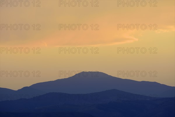 USA, Colorado, Denver, Moody sky over mountain range