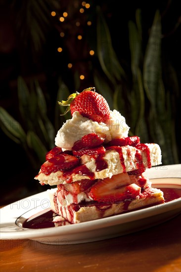 Strawberry shortcake on plate