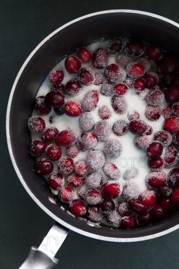 Cranberries in pot