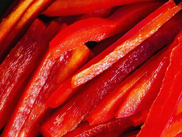 Close up of sliced red bell pepper