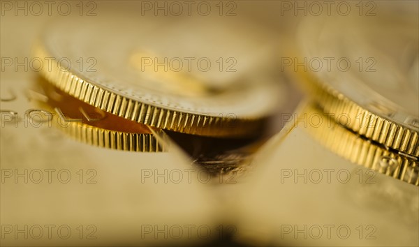 Close-up of gold coins.