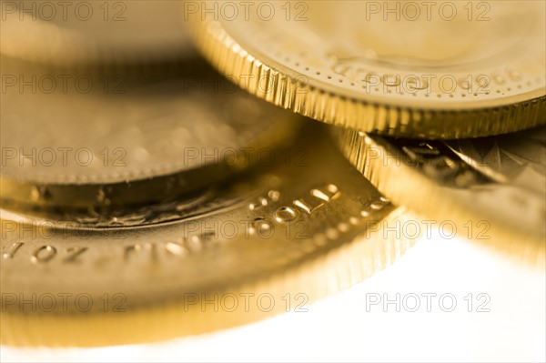 Close-up of gold coins.