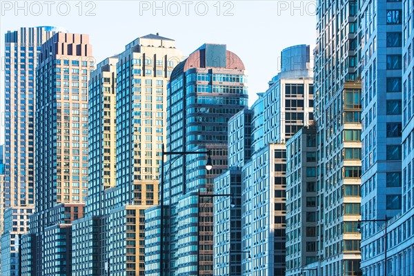 USA, New York, Glass office buildings in financial part of city