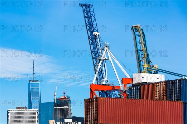 USA, New York, Construction site in financial district