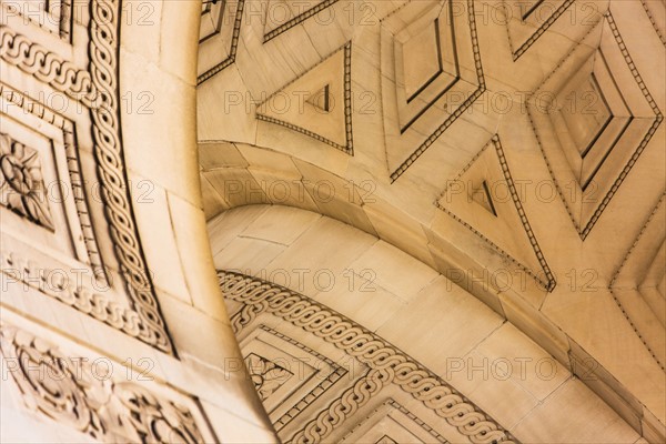 USA, New York, Old building with ornate ceiling