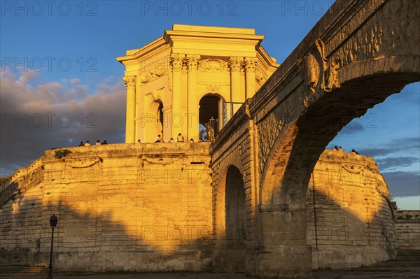 France, Occitanie, Montpellier, Pavillon du Peyrou at sunset