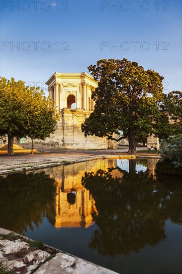 France, Occitanie, Montpellier, Pavillon du Peyrou at sunset