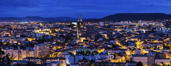 France, Auvergne-Rhone-Alpes, Clermont-Ferrand, Cityscape at dusk