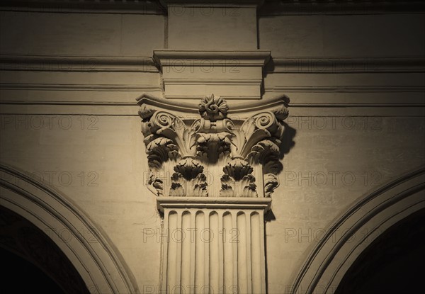 Italy, Puglia, Lecce, Detail of ornate column