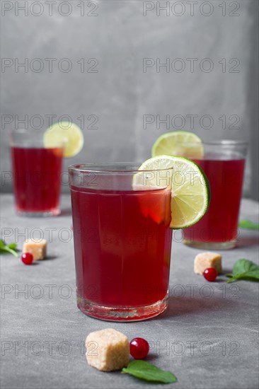 Tea in glasses decorated with lemon slices