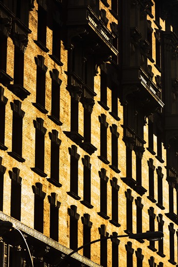 USA, New York State, New York City, Detail of apartment building facade