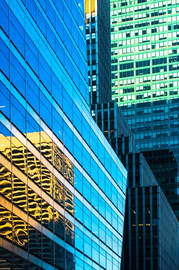 USA, New York State, New York City, Detail of office building facade