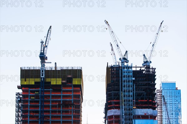 USA, New York State, New York City, Skyscrapers under construction