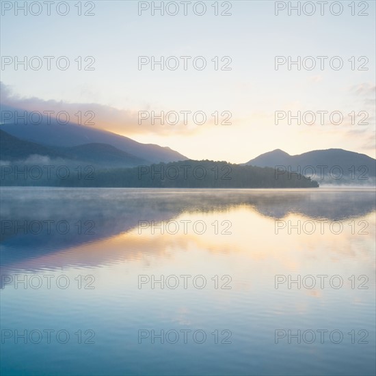 USA,  New York, Adirondack Mountains,  Lake Placid at sunrise