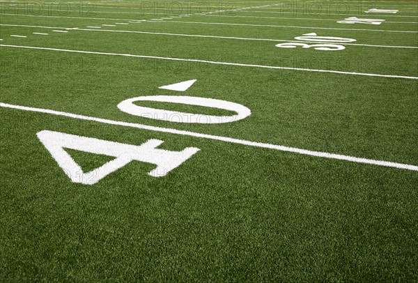 Football field marking of 40 yard line