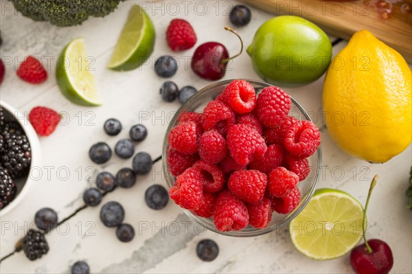 Fresh fruits on white background