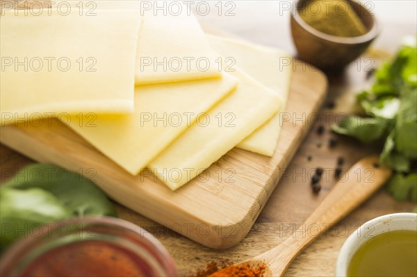 Cheese on cutting board