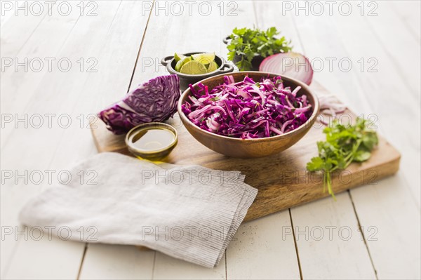 Red cabbage in bowl