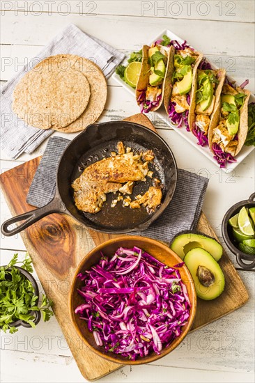 Fresh tortillas and ingredients