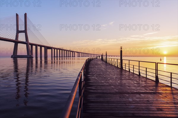 Portugal, Lisbon, Vasco da Gama Bridge in Lisbon