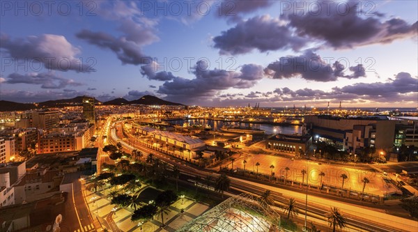 Spain, Canary Islands, Gran Canaria, Las Palmas, Panorama of Las Palmas