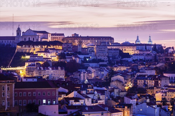 Portugal, Lisbon, Panorama of city at sunrise
