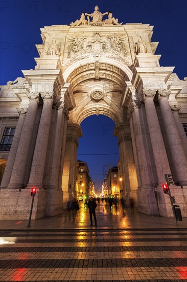 Portugal, Lisbon, Rua Augusta Arch on Plaza of Commerce