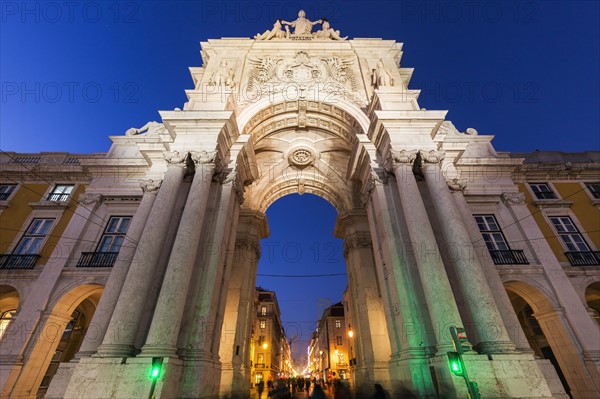 Portugal, Lisbon, Rua Augusta Arch on Plaza of Commerce