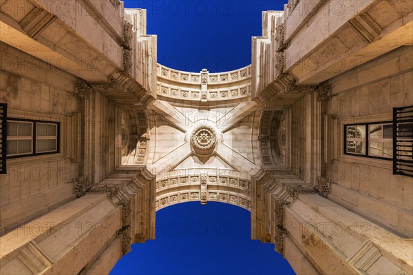 Portugal, Lisbon, Rua Augusta Arch on Plaza of Commerce in Lisbon