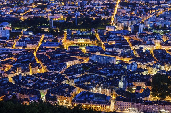 France, Auvergne-Rhone-Alpes, Grenoble, Grenoble panorama at evening