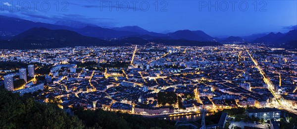 France, Auvergne-Rhone-Alpes, Grenoble, Grenoble panorama at evening
