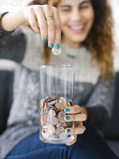 Woman saving money