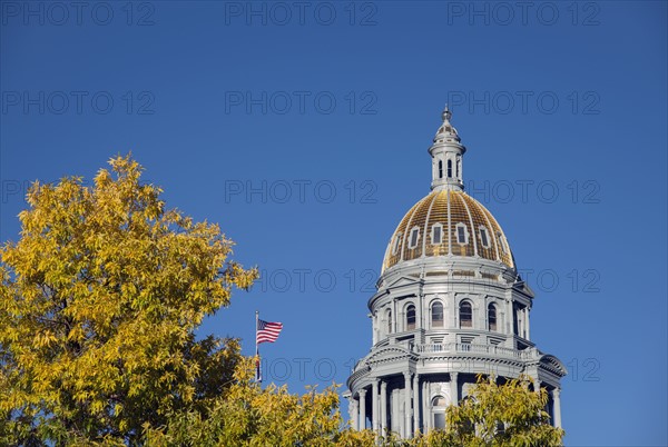 USA, Colorado, Denver, State Capitol dome in autumn