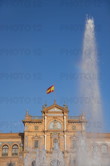 Spain, Seville, Fountain at Plaza De Espana