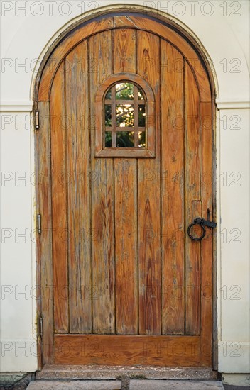 Building exterior with wooden door