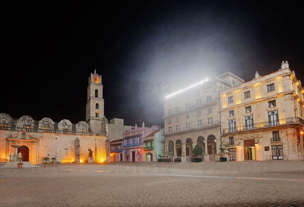 Cuba, Havana, Plaza De San Francisco at night