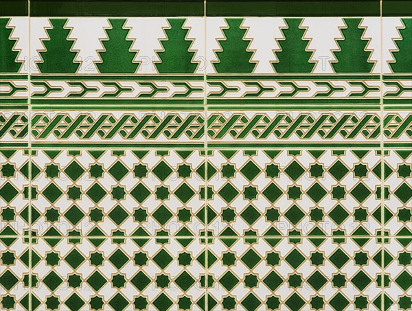 Cuba, Havana, Detail of green tiles