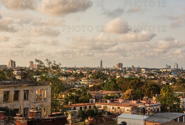 Cuba, Havana, Cityscape at sunset
