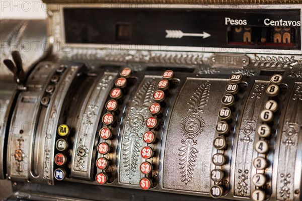 Close up of vintage cash register