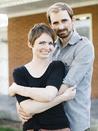 Couple looking at camera