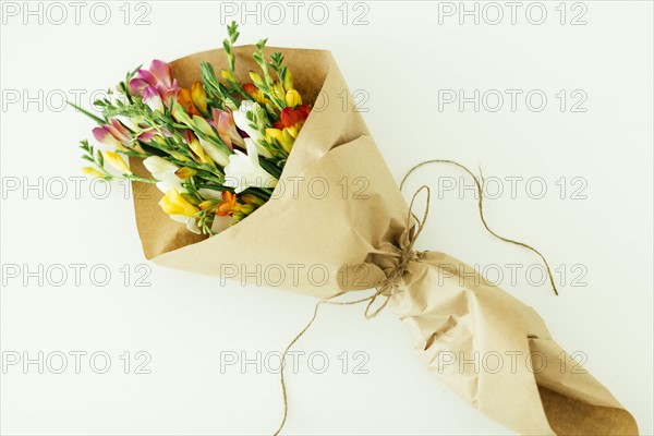 Bouquet wrapped in paper