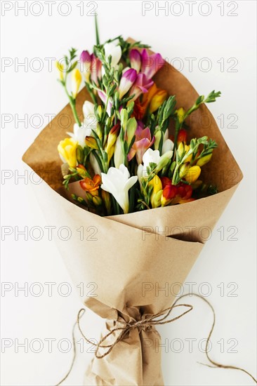 Bouquet wrapped in paper