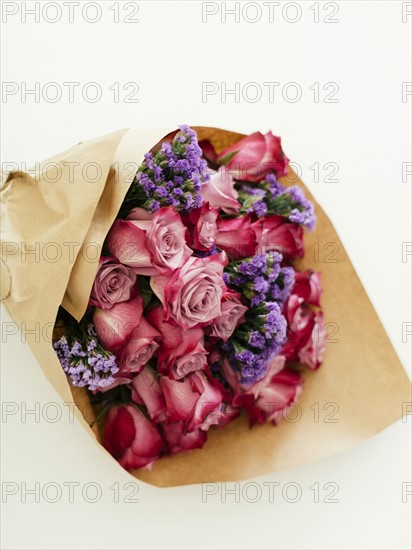 Bouquet wrapped in paper